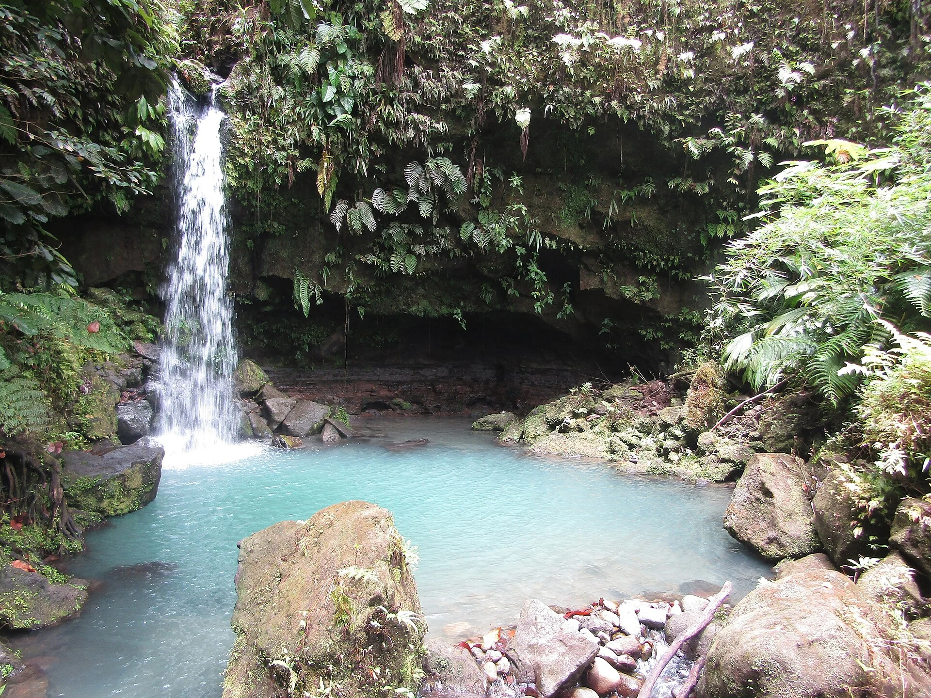 Der Emerald Pool im Welterbe-Regenwald von Dominica
