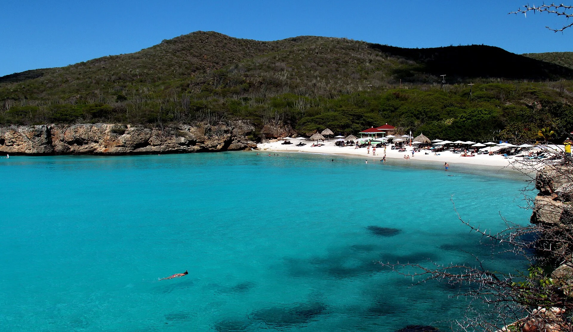 Die Bucht Playa Kenepa Grandi auf Curaçao von oben