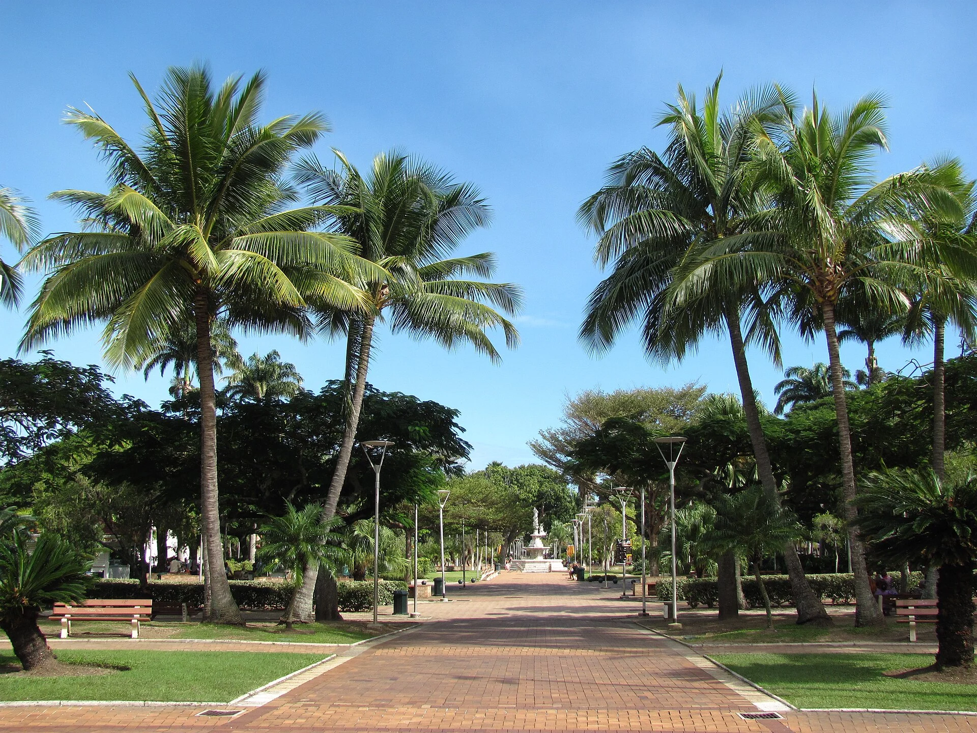 Die Palmenallee der Place des Cocotiers in Nouméa