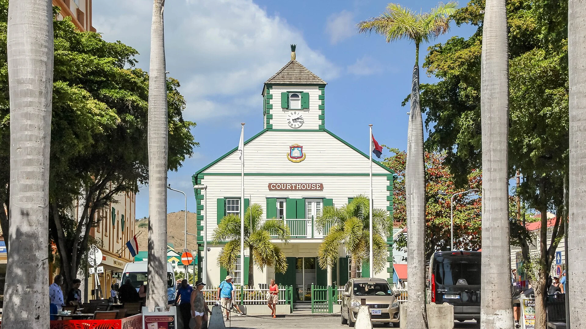 Das Gerichtsgebäude von 1793 an der Front Street in Philipsburg auf St. Maarten