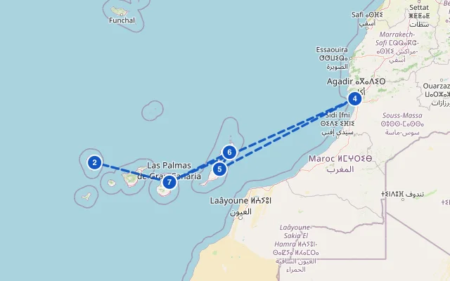 Karte der Route: Kanaren & Marokko ab Gran Canaria