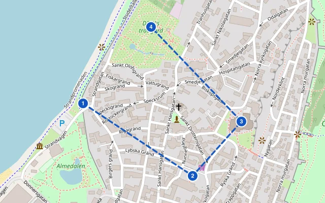 Karte der Route: Visby in fünf Stunden: Ringmauer, Dom und die Ruine St. Karin