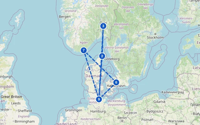 Karte der Route: Skandinavien ab Kiel