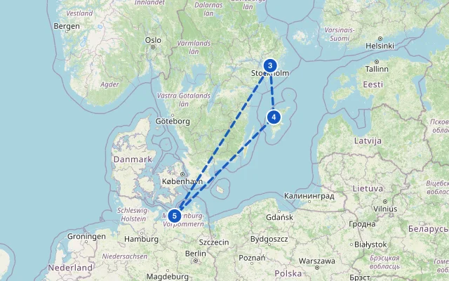 Karte der Route: Kurzreise nach Stockholm & Gotland ab Warnemünde