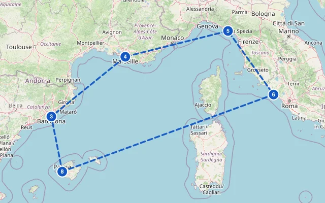 Karte der Route: Perlen am Mittelmeer ab Mallorca