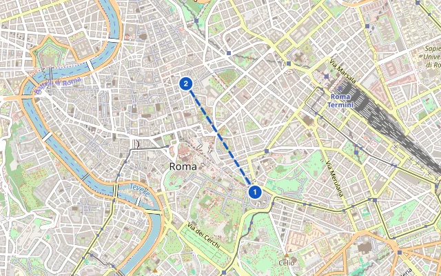 Karte der Route: Rom an einem Tag: Kolosseum und Trevi-Brunnen