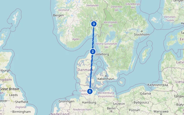 Karte der Route: Kurzreise nach Oslo & Skagen ab Kiel