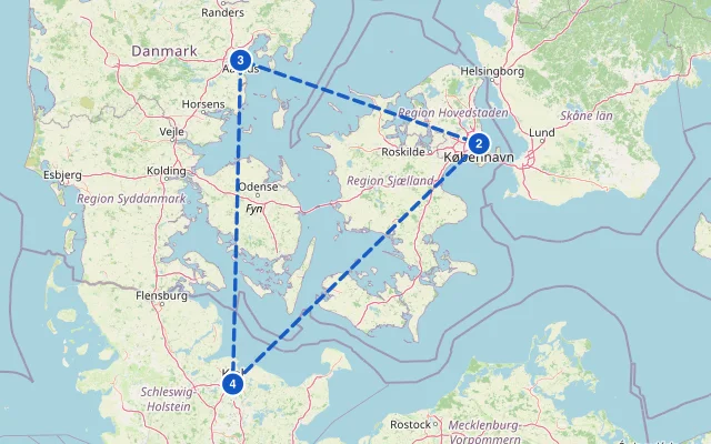 Karte der Route: Kurzreise nach Dänemark ab Kiel